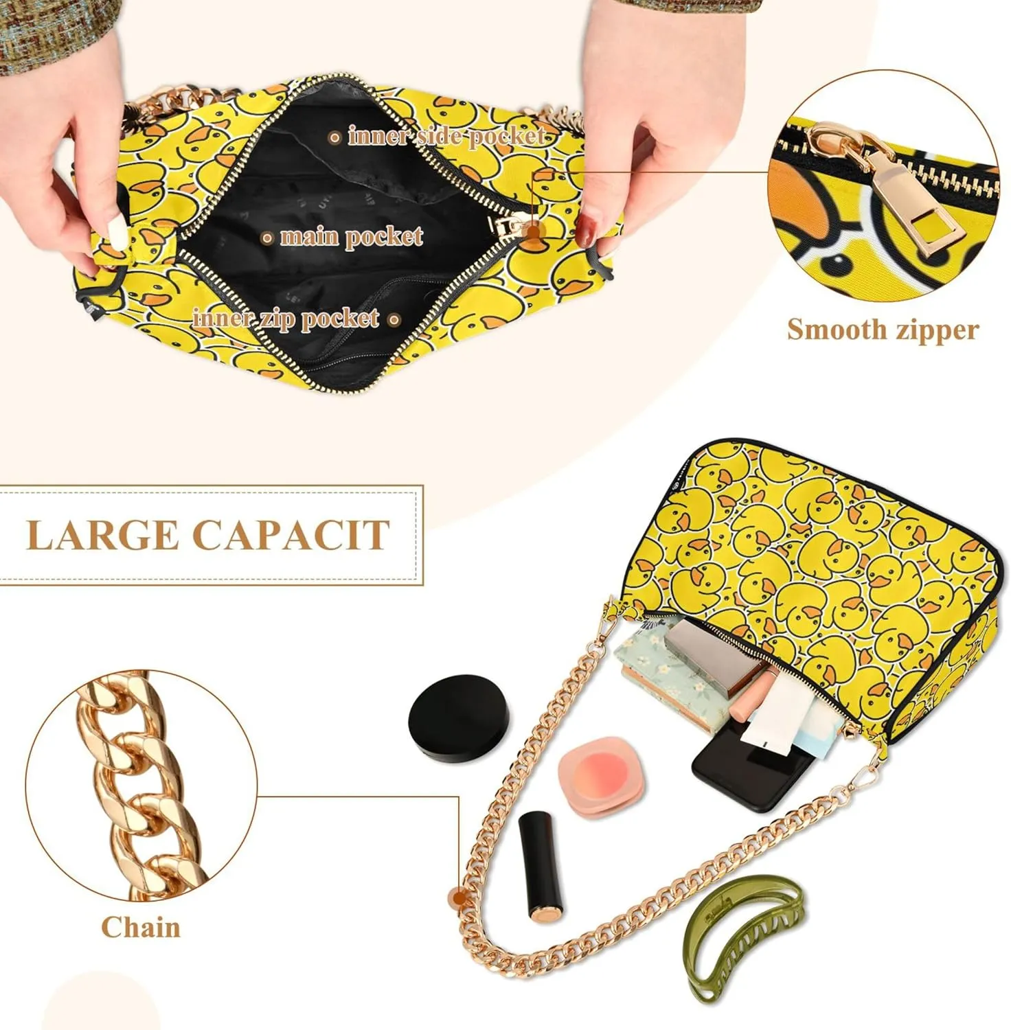 Black White Penguin Cute Purse Bag Hobo Formal Purse Women Small Handbag Chain Shoulder Strap