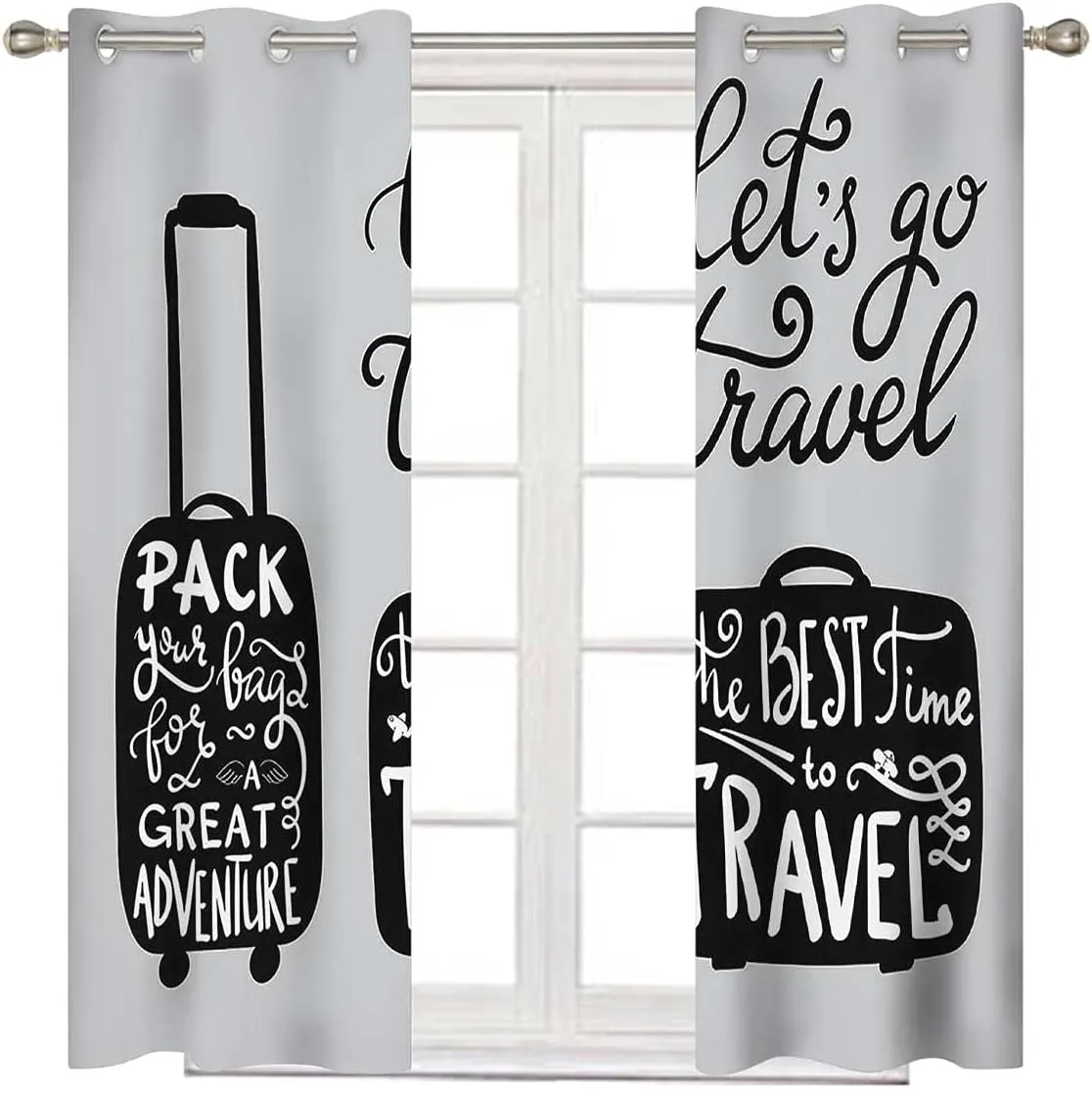 Blackout Curtain Liners 84 Inches Long, Pack The Bags Travel Kitchen Curtains Cafe Net Curtain Window Decor 96 x 84 Inch