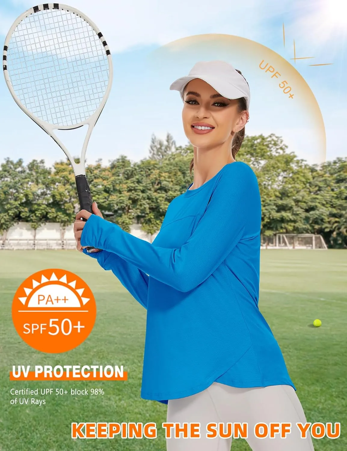 Blingfit Women's Workout Tops Long Sleeve Running Hiking Athletic Gym Shirts Lightweight UPF50  UV Rash Guard Sun Protection