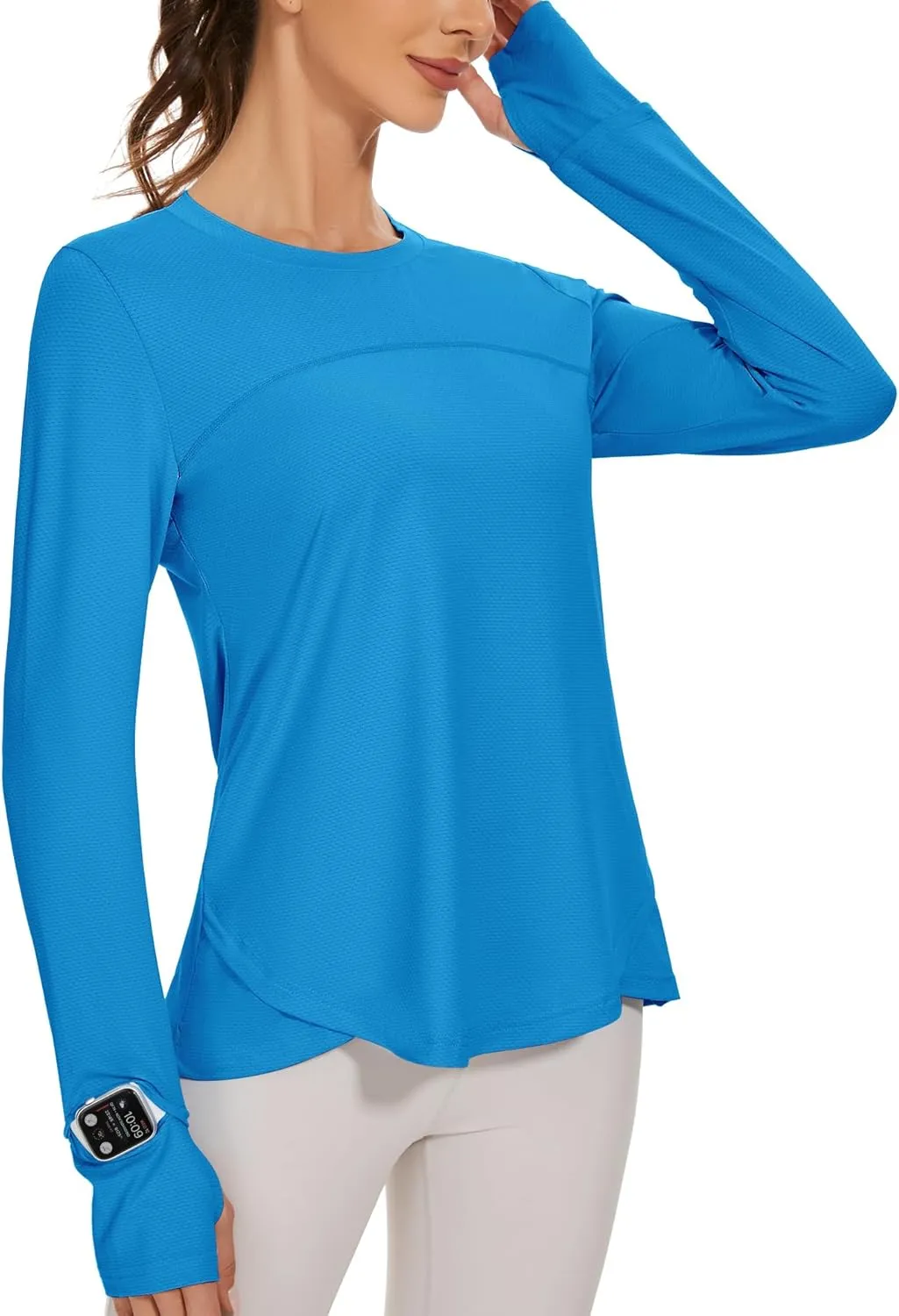 Blingfit Women's Workout Tops Long Sleeve Running Hiking Athletic Gym Shirts Lightweight UPF50  UV Rash Guard Sun Protection