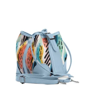 Blue Bucket Bags Drawen Leafs