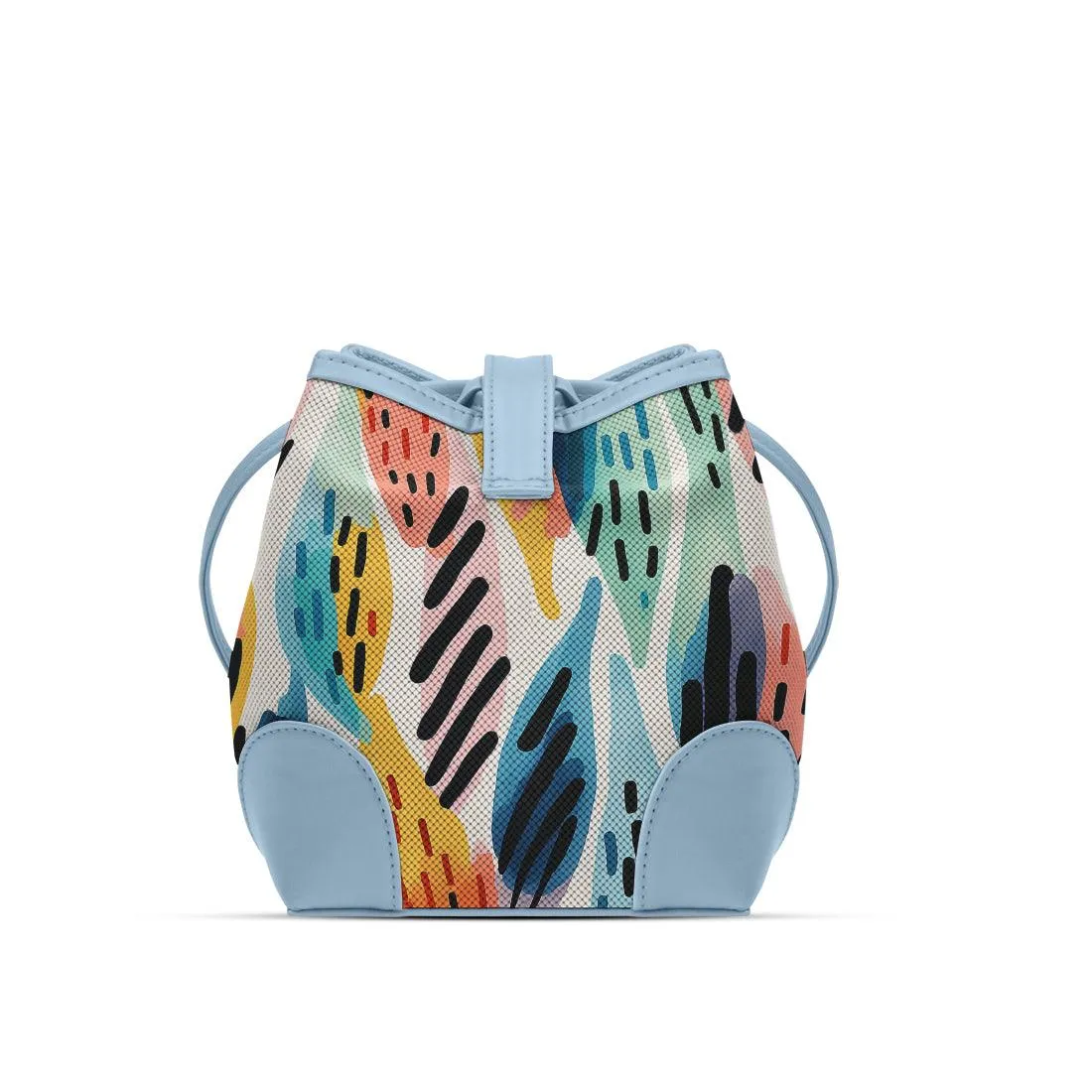 Blue Bucket Bags Drawen Leafs