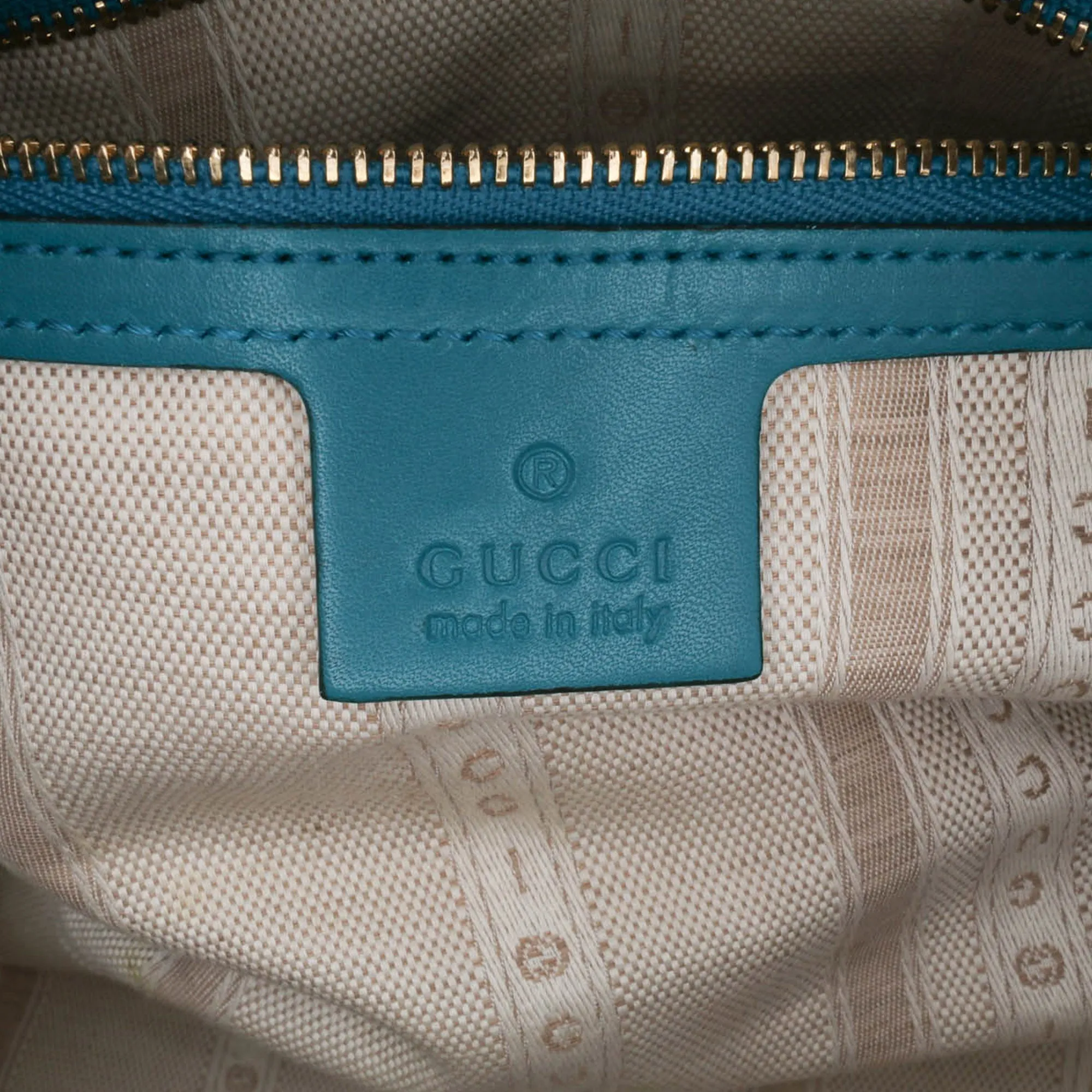 Blue Gucci Small Diamante Leather Bright Satchel