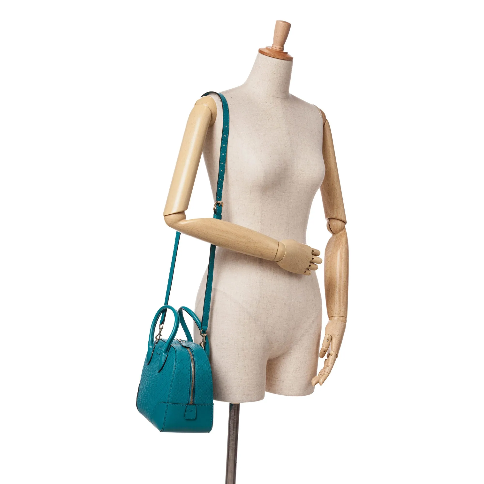 Blue Gucci Small Diamante Leather Bright Satchel