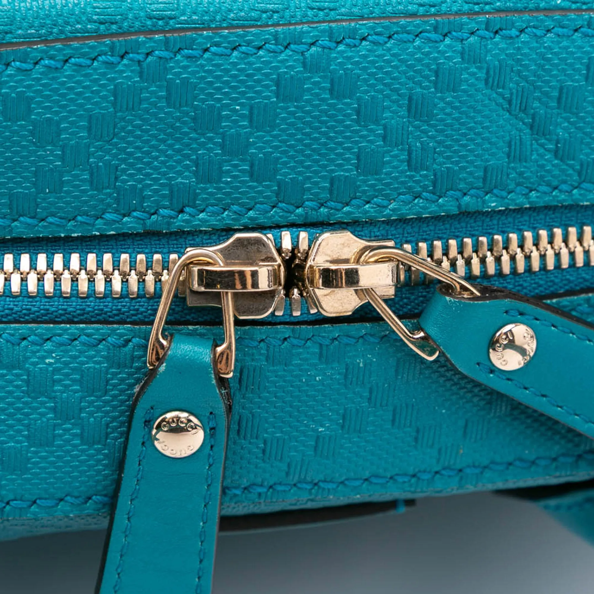 Blue Gucci Small Diamante Leather Bright Satchel