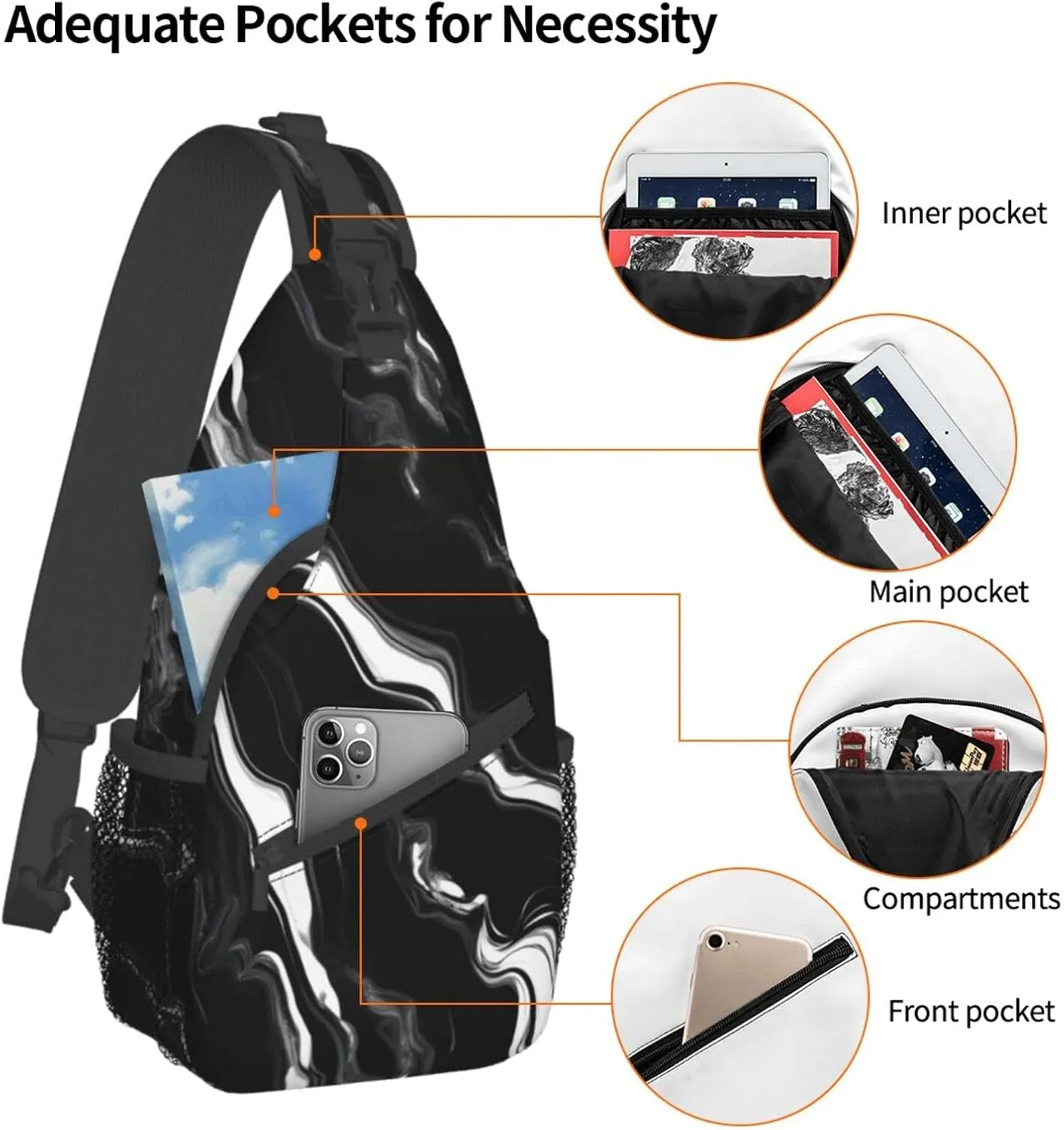 Blue Odonata Pattern Crossbody Bag Chest Shoulder Bag Small Casual Backpack Suitable For Women Men Hiking