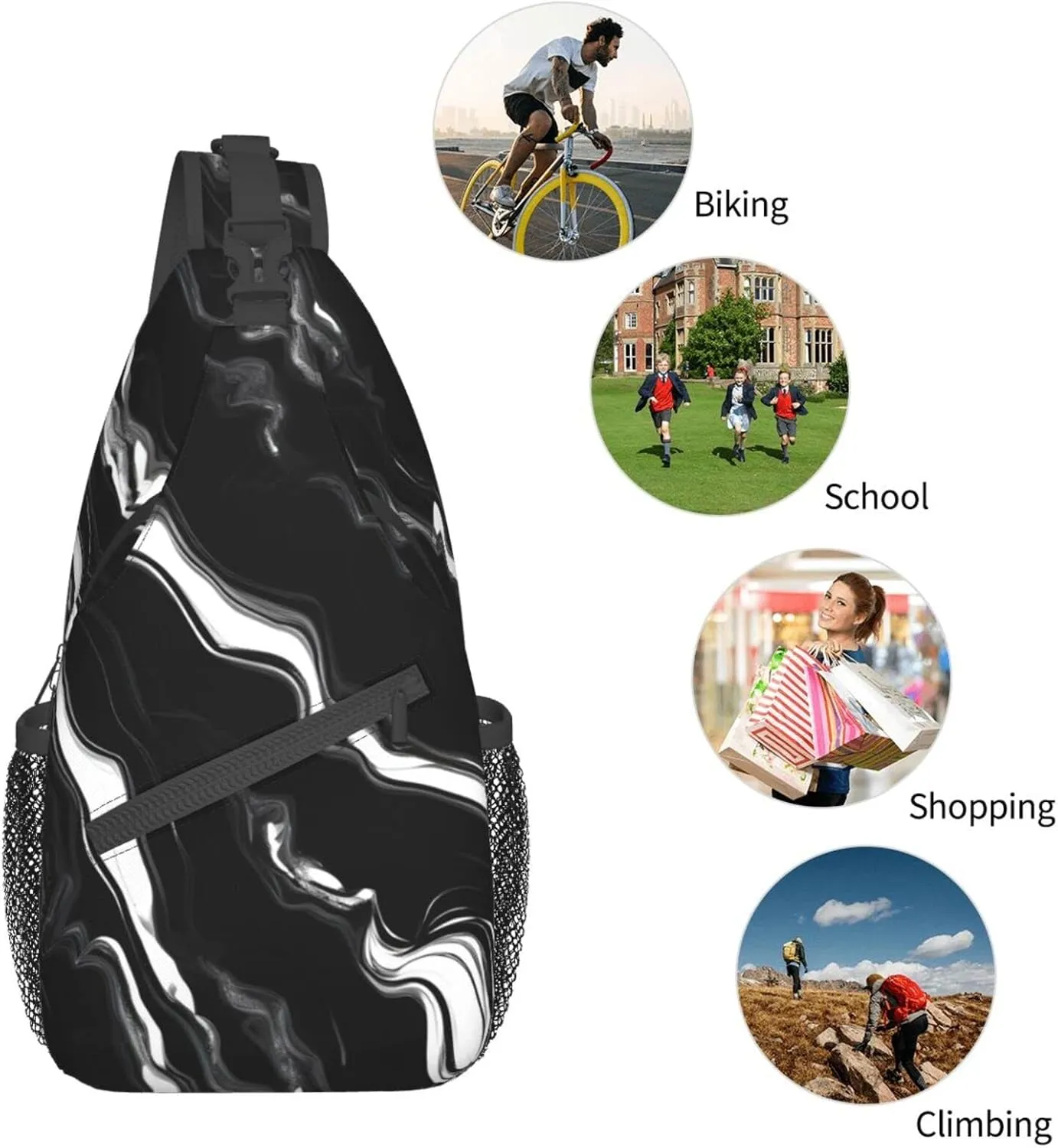 Blue Odonata Pattern Crossbody Bag Chest Shoulder Bag Small Casual Backpack Suitable For Women Men Hiking