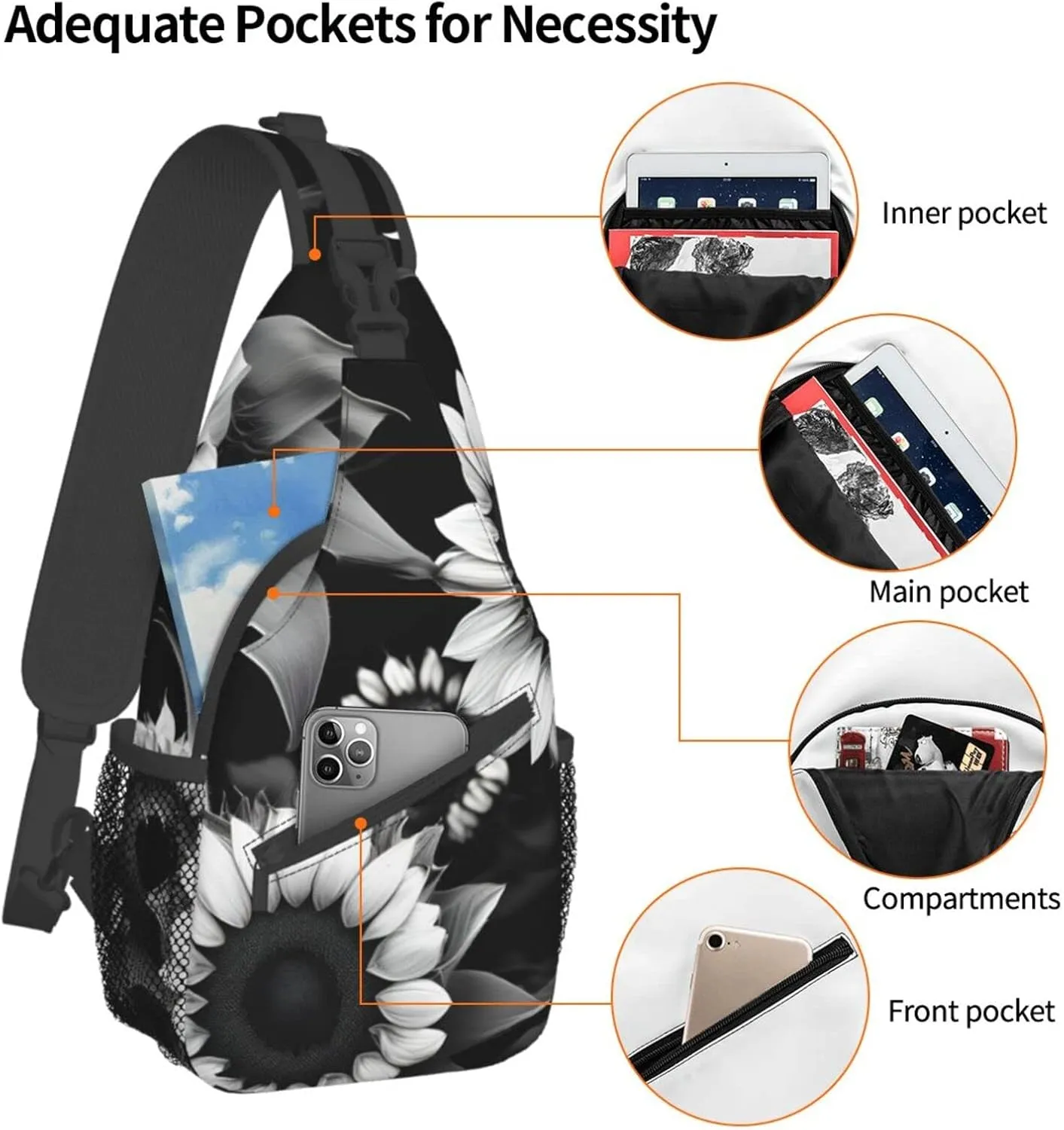 Blue Odonata Pattern Crossbody Bag Chest Shoulder Bag Small Casual Backpack Suitable For Women Men Hiking