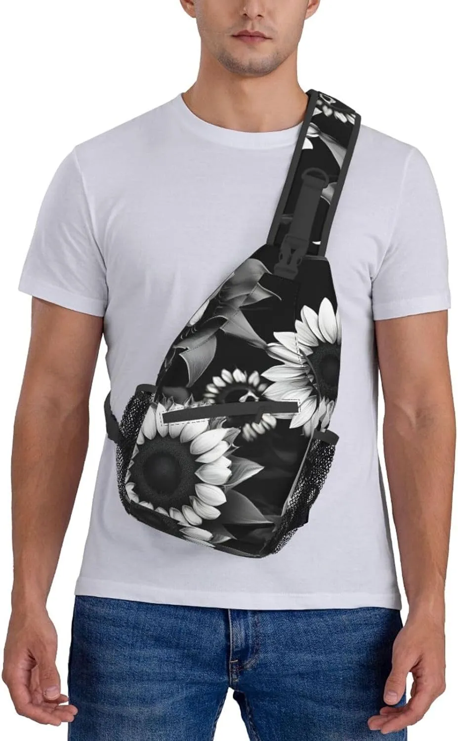 Blue Odonata Pattern Crossbody Bag Chest Shoulder Bag Small Casual Backpack Suitable For Women Men Hiking