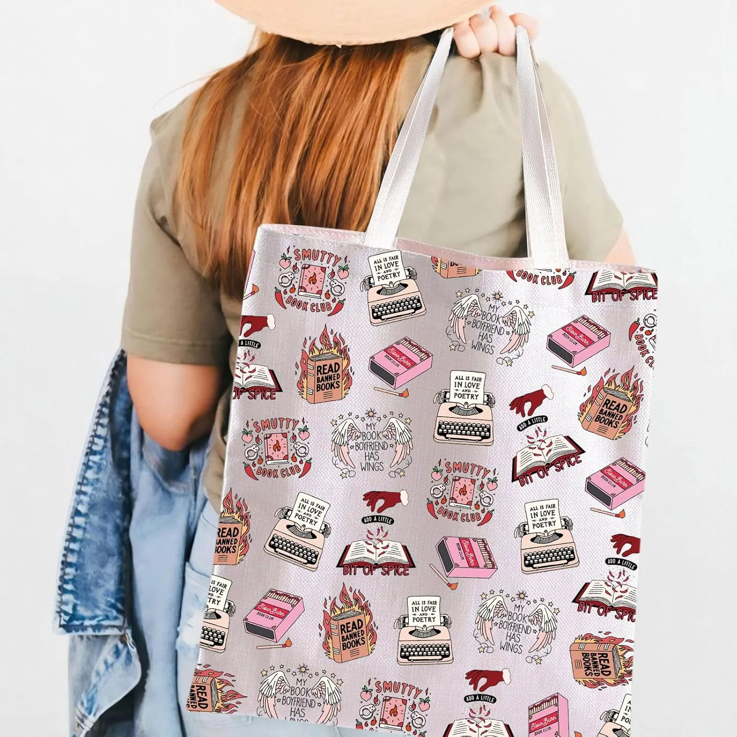 BLUPARK Smutty Book Club Tote Bag Smutty Book Club Lover Gift Book Lover Shoulder Bag Bookish Gift Reader Tote Bag