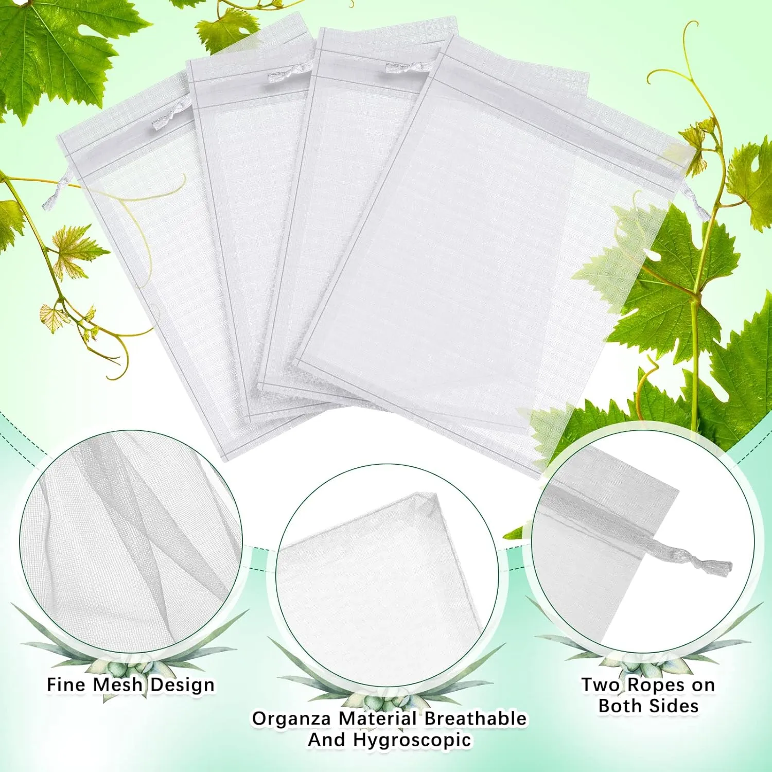 Boao 200 Pcs Fruit Protection Bags, White, 8 x 12 Inch, Fruit Netting