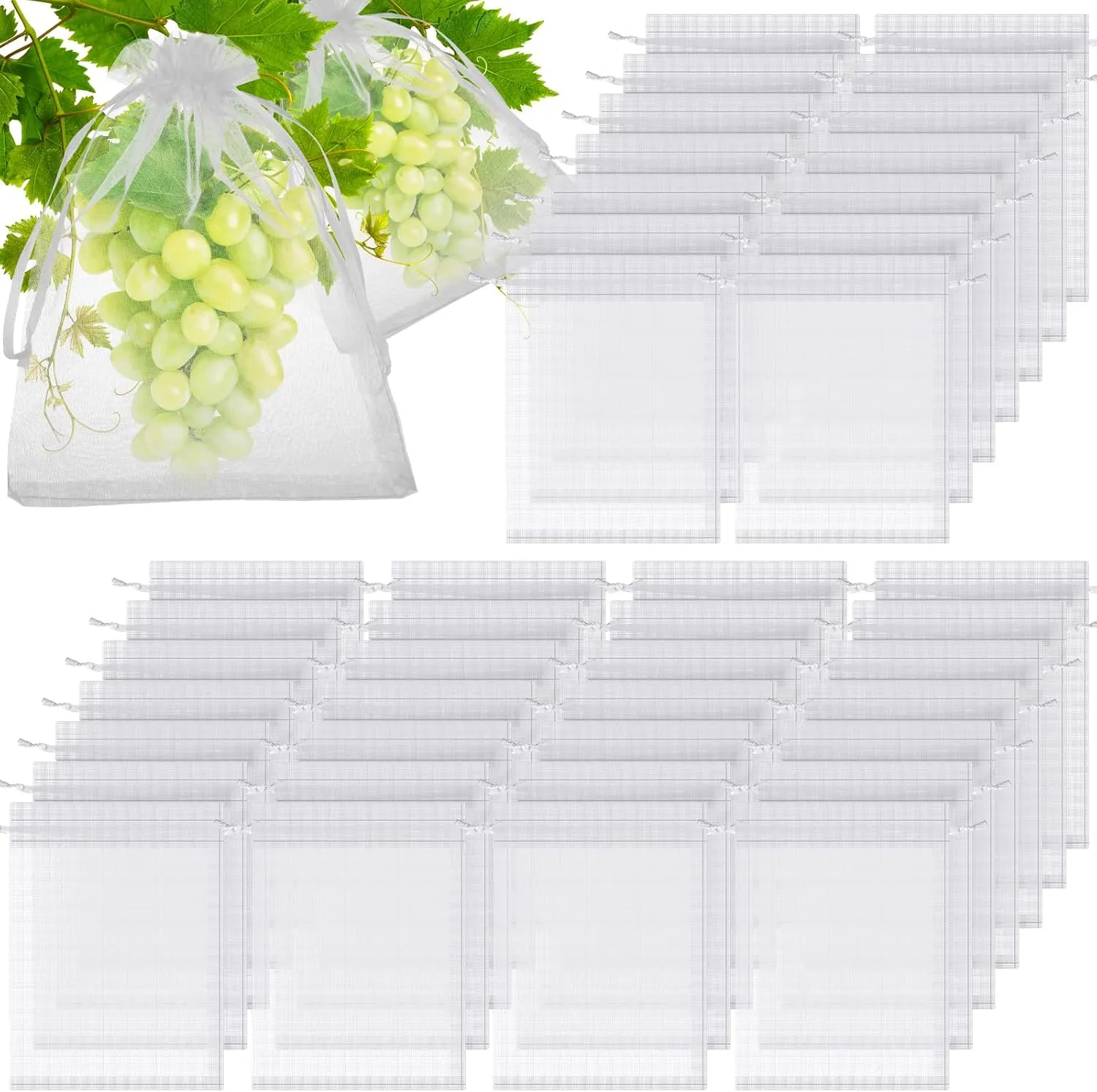 Boao 200 Pcs Fruit Protection Bags, White, 8 x 12 Inch, Fruit Netting