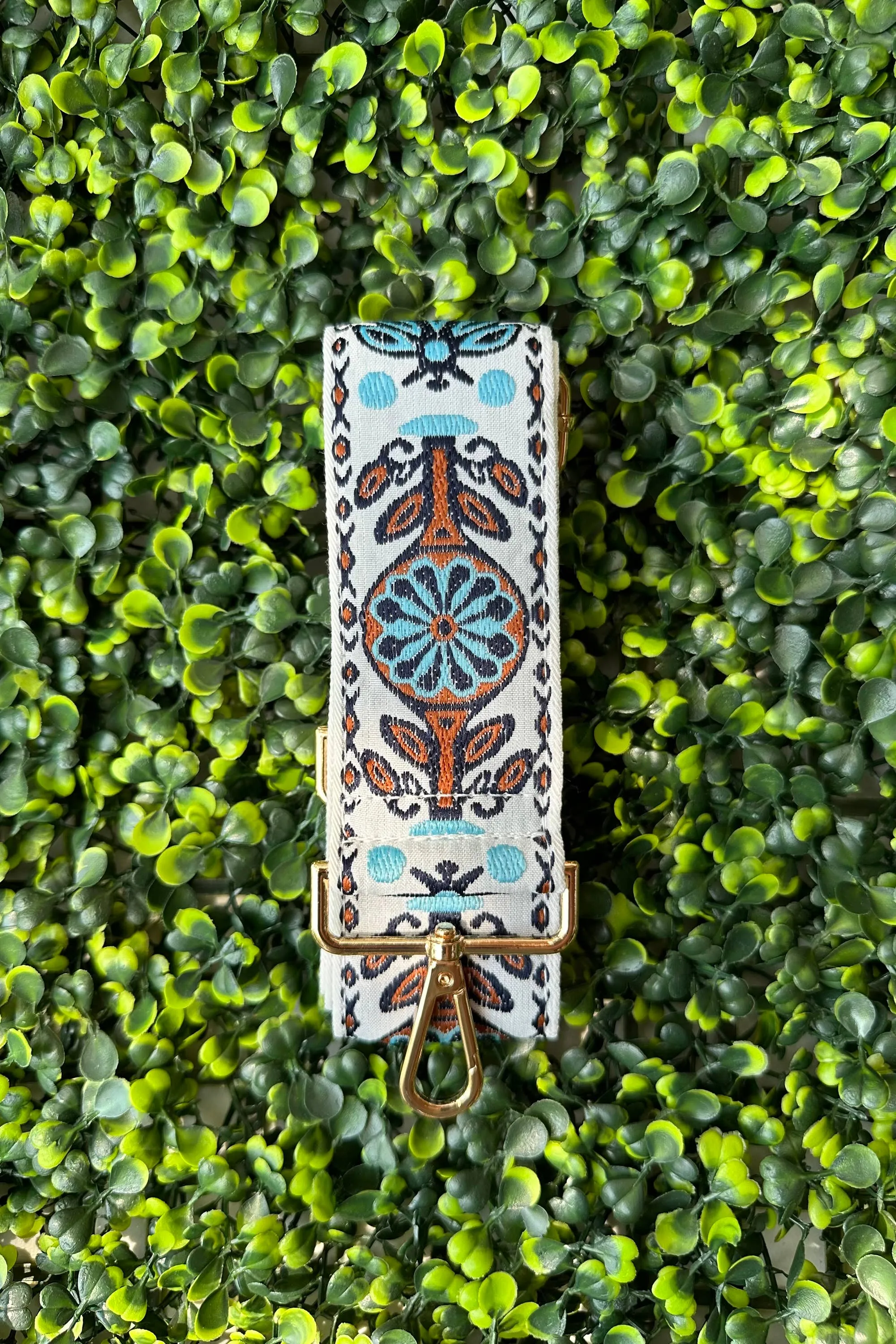 Boho Floral Pattern Adjustable Guitar Strap: Yellow