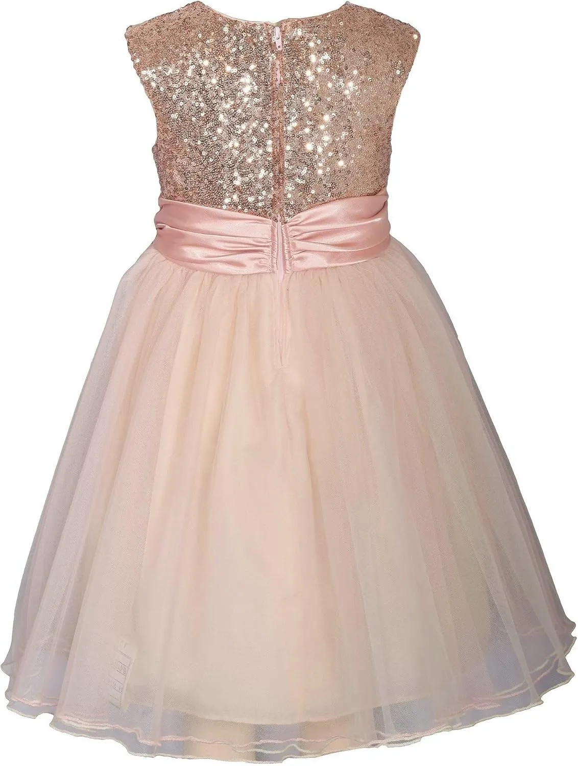 Bonnie Jean Girls 2T-16 Sequins Satin Bow Special Occasion Mesh Dress