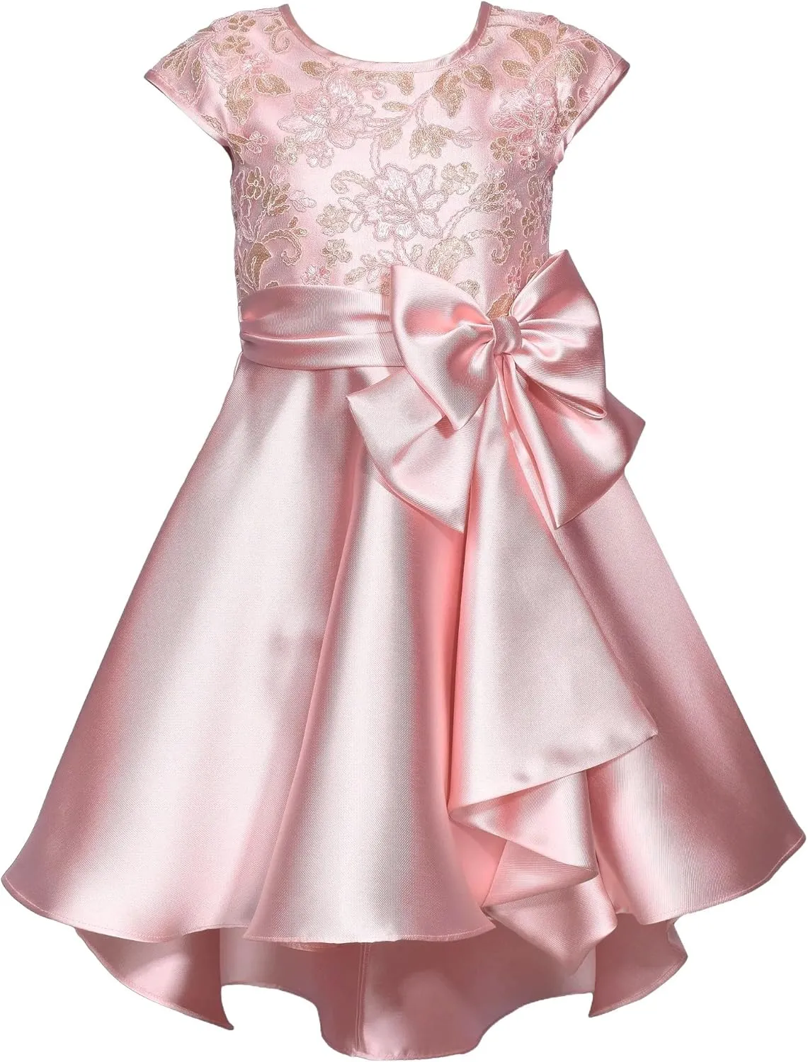 Bonnie Jean Girls 4-16 Sequin Bodice Bow Waist High-Low Mikado Dress
