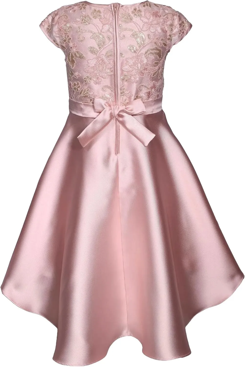 Bonnie Jean Girls 4-16 Sequin Bodice Bow Waist High-Low Mikado Dress