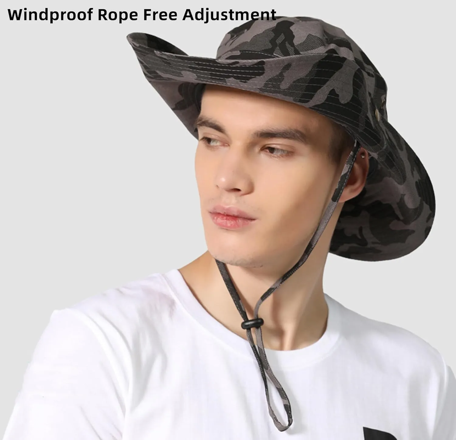 Boonie Hats for Men Women Wide Brim Sun Hats Outdoor Sun UV Protection Fisherman Hat Big Head Fishing Camo Bucket Hats