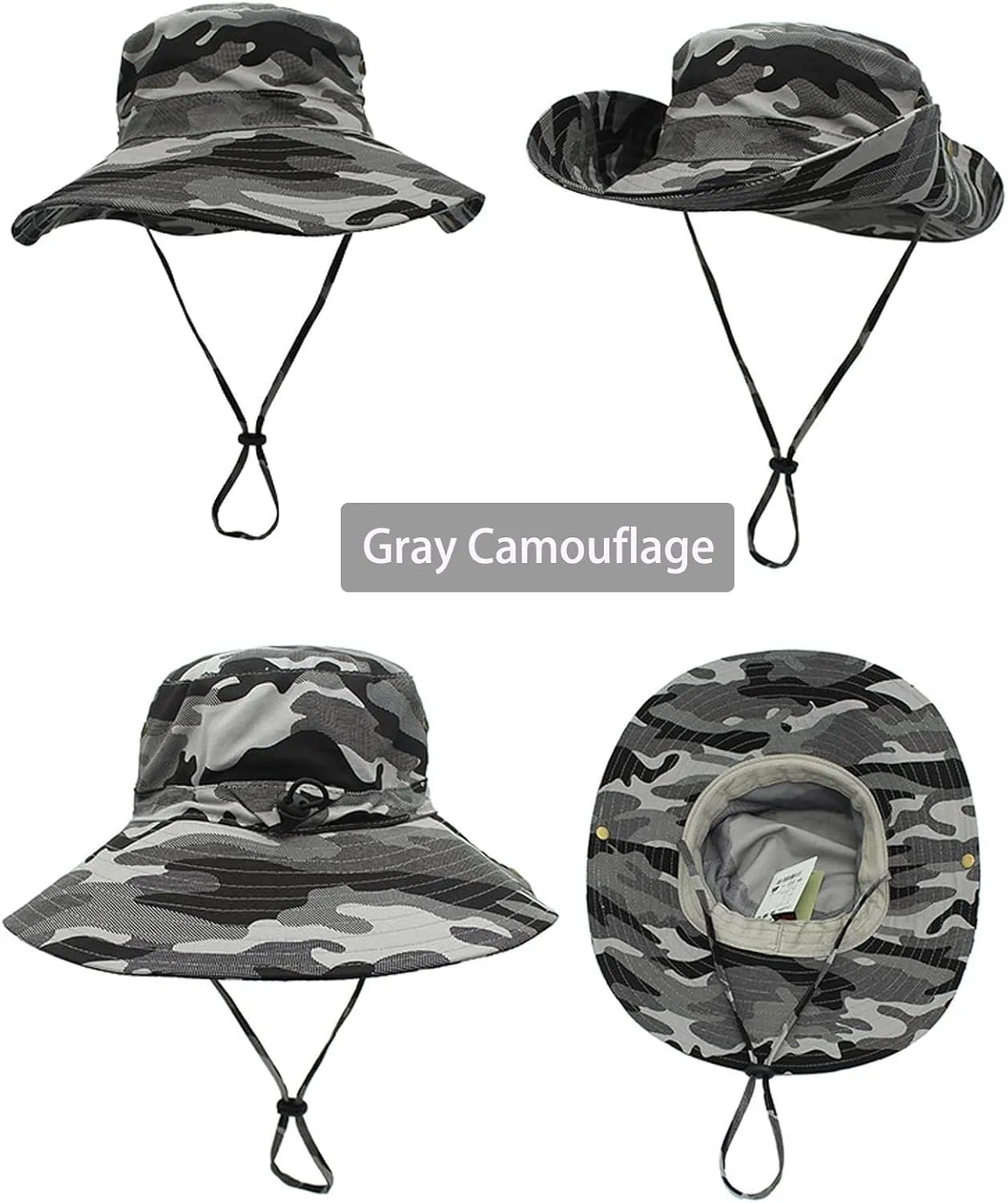 Boonie Hats for Men Women Wide Brim Sun Hats Outdoor Sun UV Protection Fisherman Hat Big Head Fishing Camo Bucket Hats