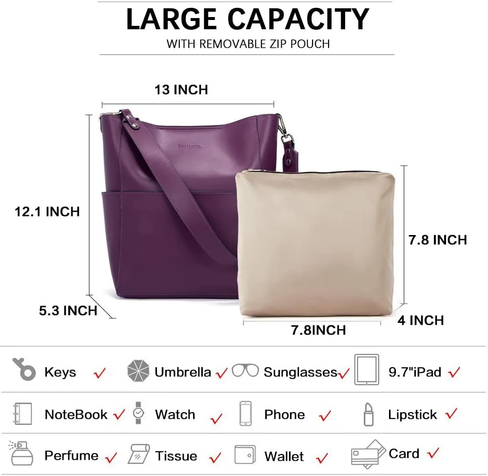 BOSTANTEN Women's Leather Designer Handbags Tote Purses Shoulder Bucket Bags