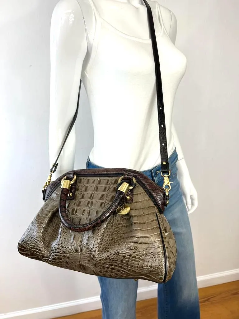 BRAHMIN LOUISE ROSE MELBOURNE CROC EMBOSSED SATCHEL