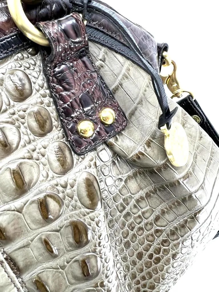 BRAHMIN LOUISE ROSE MELBOURNE CROC EMBOSSED SATCHEL