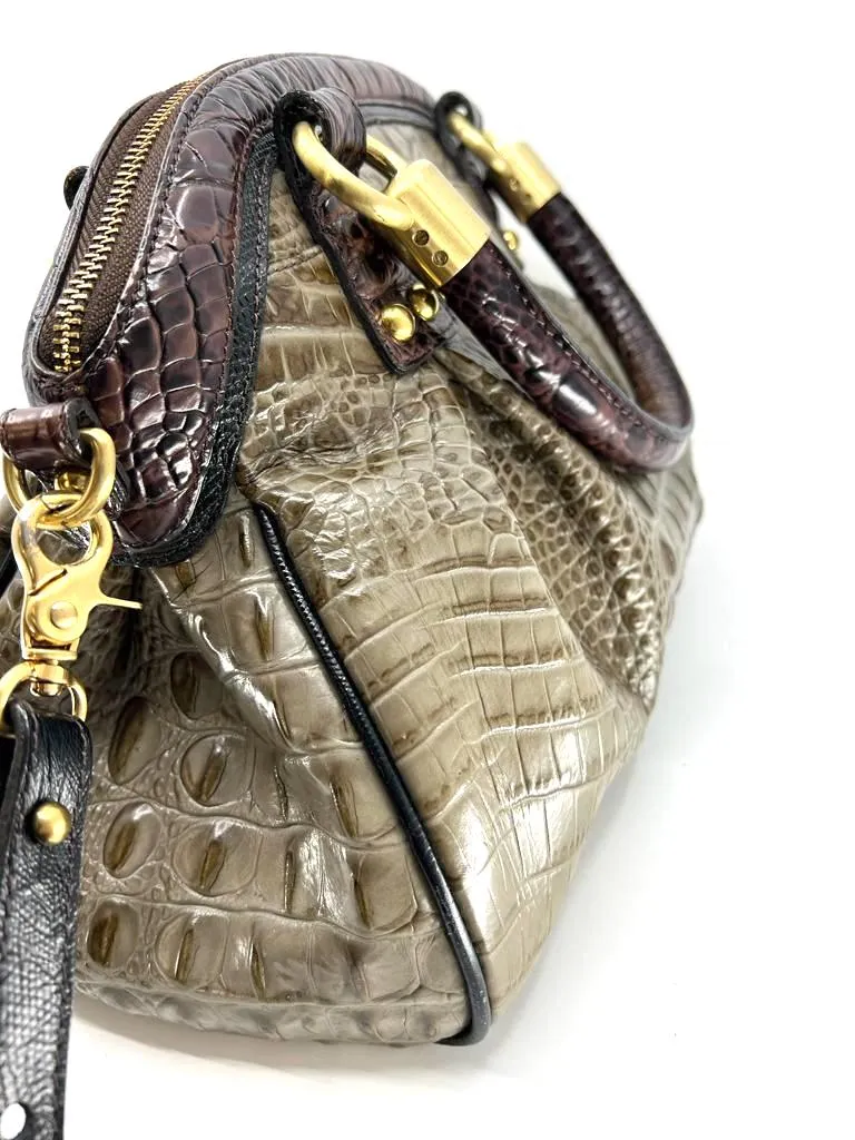 BRAHMIN LOUISE ROSE MELBOURNE CROC EMBOSSED SATCHEL