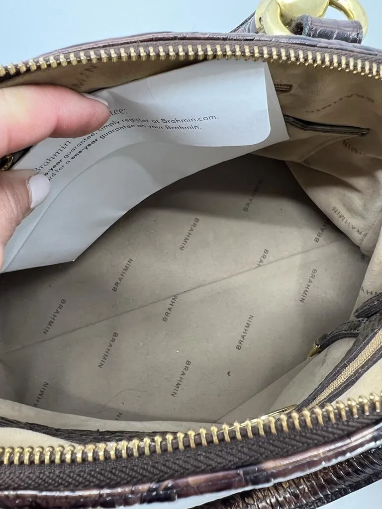 BRAHMIN LOUISE ROSE MELBOURNE CROC EMBOSSED SATCHEL