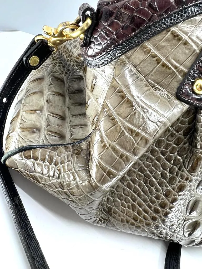 BRAHMIN LOUISE ROSE MELBOURNE CROC EMBOSSED SATCHEL
