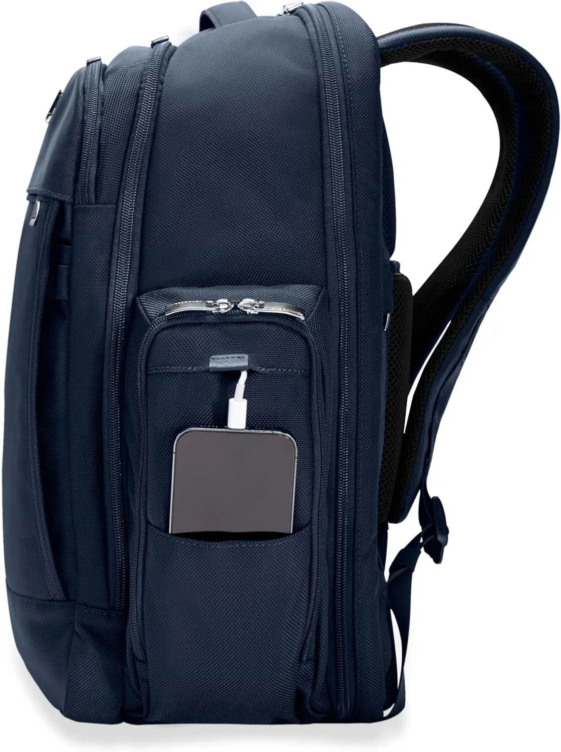 Briggs & Riley Traveler Backpack - Carry On Travel Backpack for Women & Men, Personal Item Travel Bag, Lightweight & Durable, Padded Straps, Fits up to 15" Laptop - Baseline Collection, Navy
