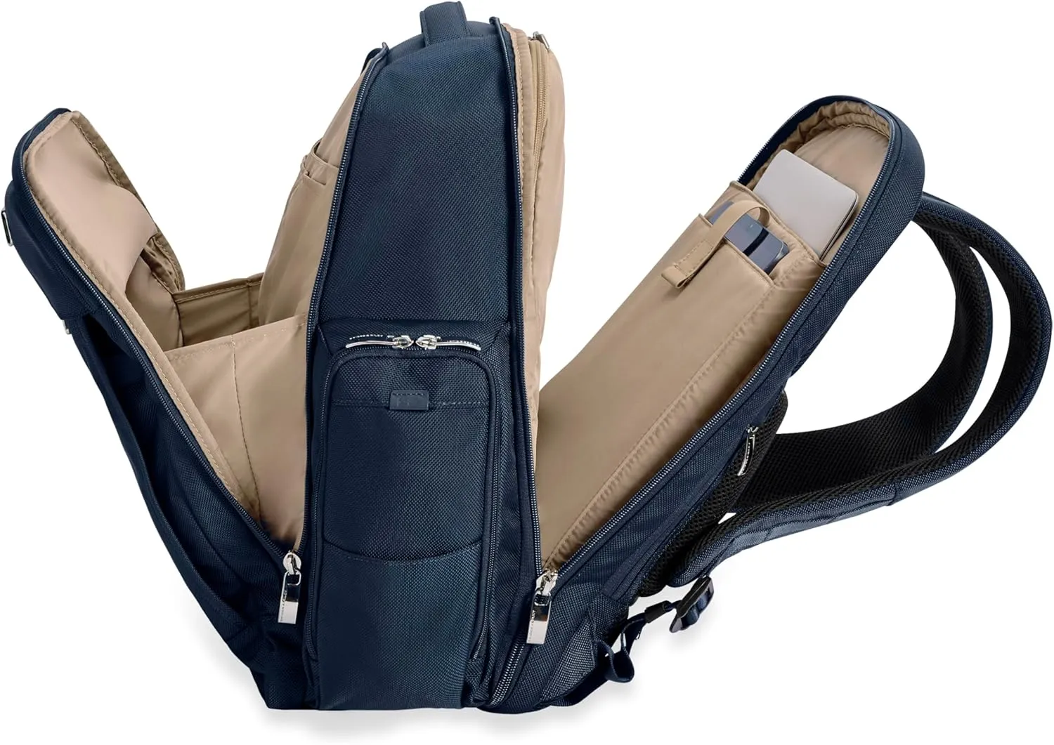 Briggs & Riley Traveler Backpack - Carry On Travel Backpack for Women & Men, Personal Item Travel Bag, Lightweight & Durable, Padded Straps, Fits up to 15" Laptop - Baseline Collection, Navy