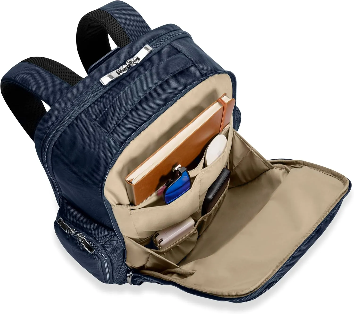Briggs & Riley Traveler Backpack - Carry On Travel Backpack for Women & Men, Personal Item Travel Bag, Lightweight & Durable, Padded Straps, Fits up to 15" Laptop - Baseline Collection, Navy