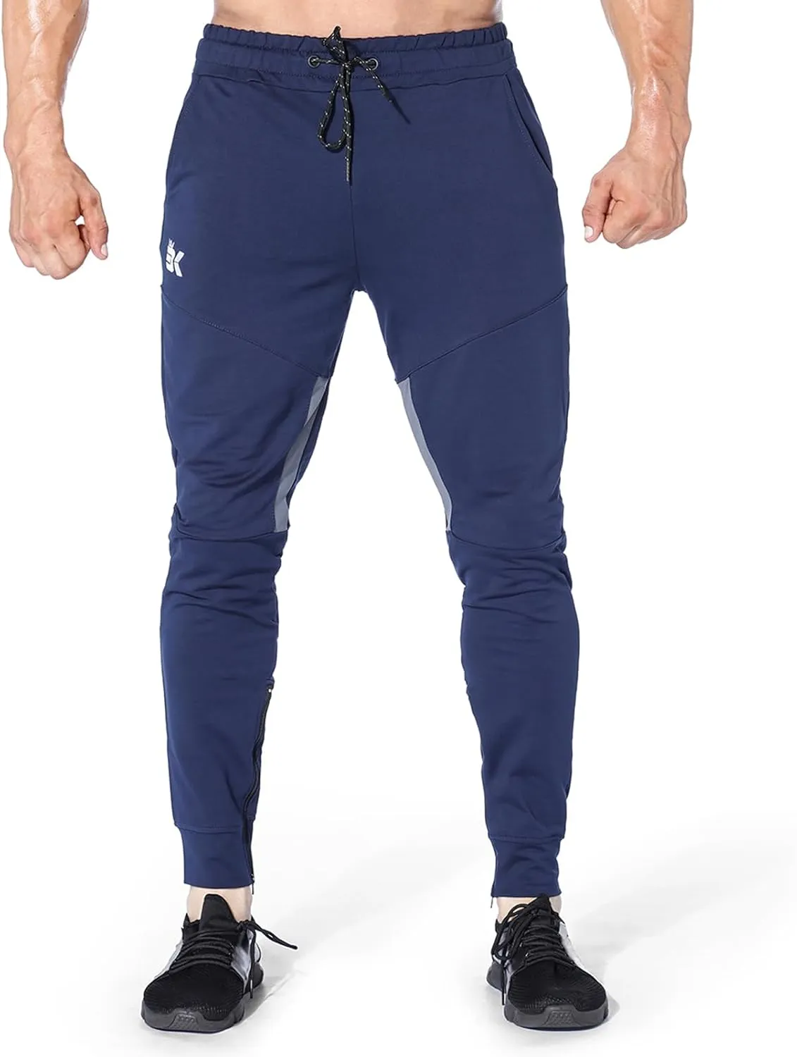 BROKIG Mens Gym Jogger Pants,Casual Slim Workout Sweatpants with Zipper Pockets Bodybuilding Athletic Pants