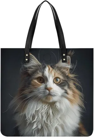 Brown And Gray Fur Tote Bag Durable Water-Resistant Handbags Lightweight Tote for Travel Work Book