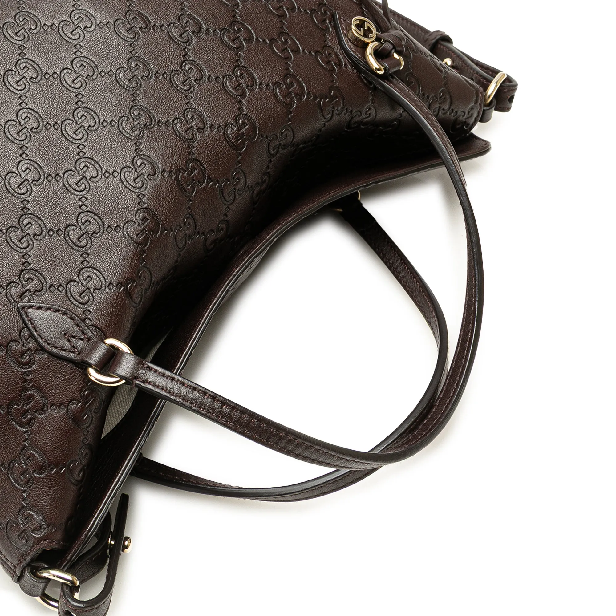 Brown Gucci Medium Guccissima Bree Fold Over Tote Satchel