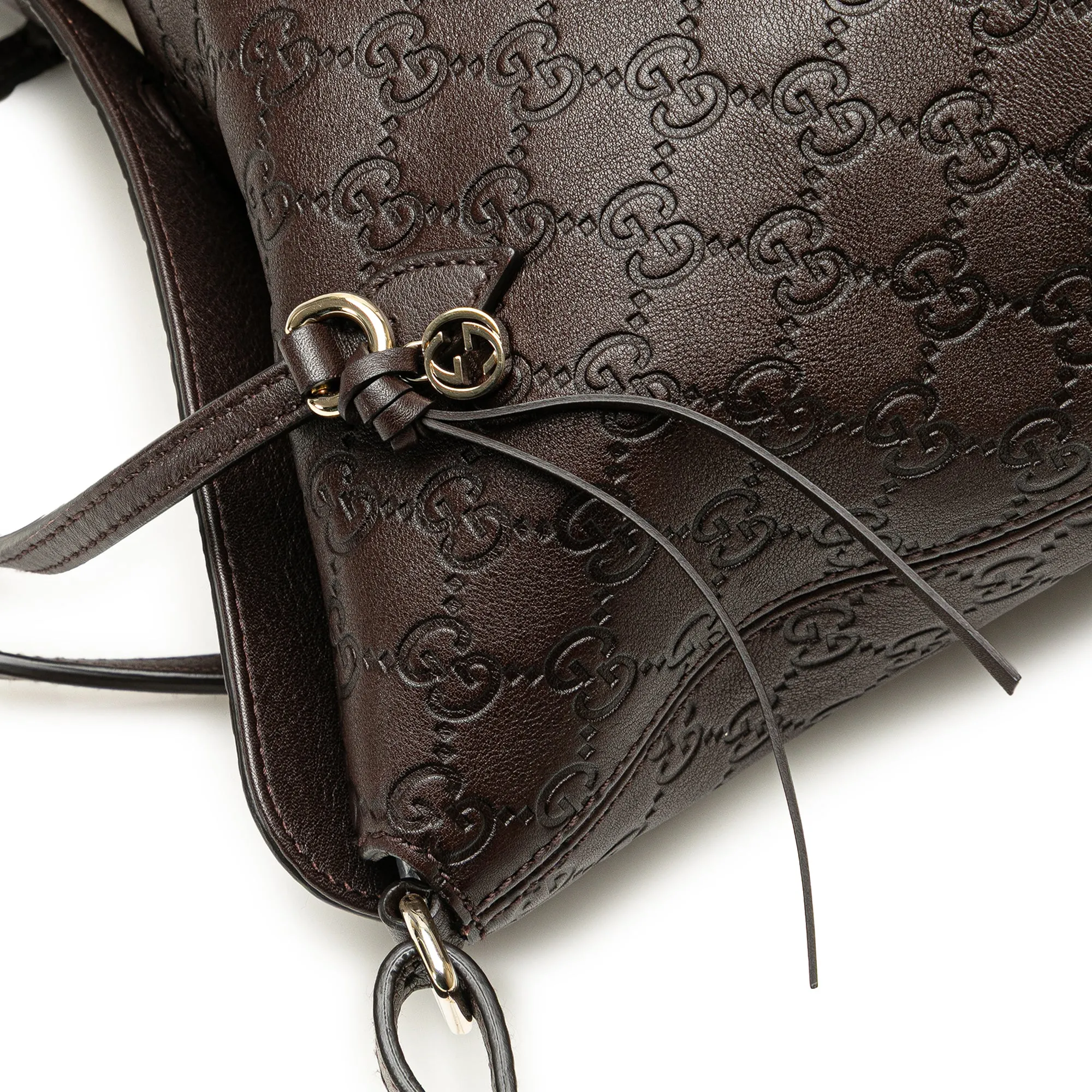 Brown Gucci Medium Guccissima Bree Fold Over Tote Satchel