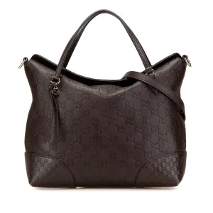 Brown Gucci Medium Guccissima Bree Fold Over Tote Satchel