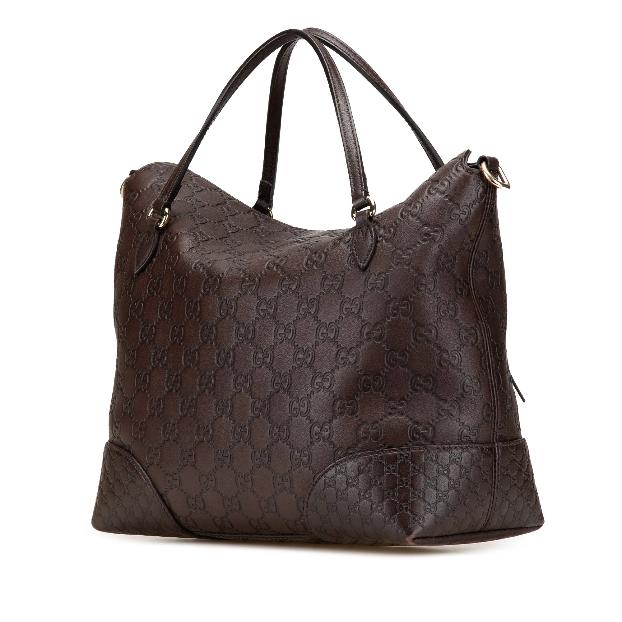 Brown Gucci Medium Guccissima Bree Fold Over Tote Satchel