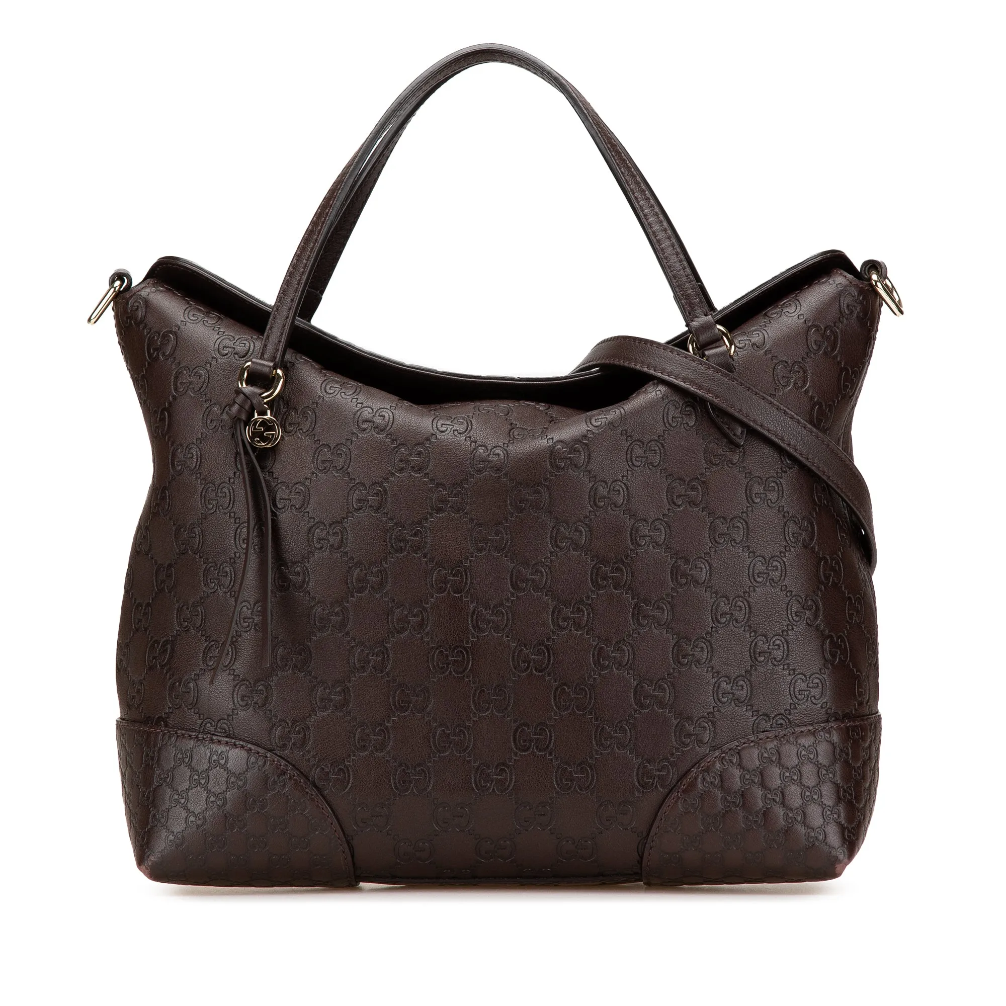 Brown Gucci Medium Guccissima Bree Fold Over Tote Satchel