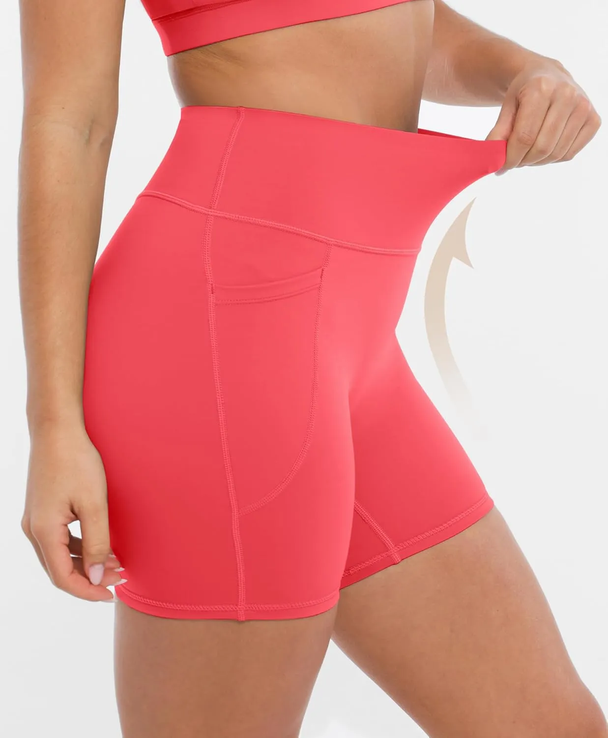BRXL No Front Seam High Waist 5" Women Biker Shorts Buttery Soft with Pockets Spandex Workout Volleyball Yoga Pilates