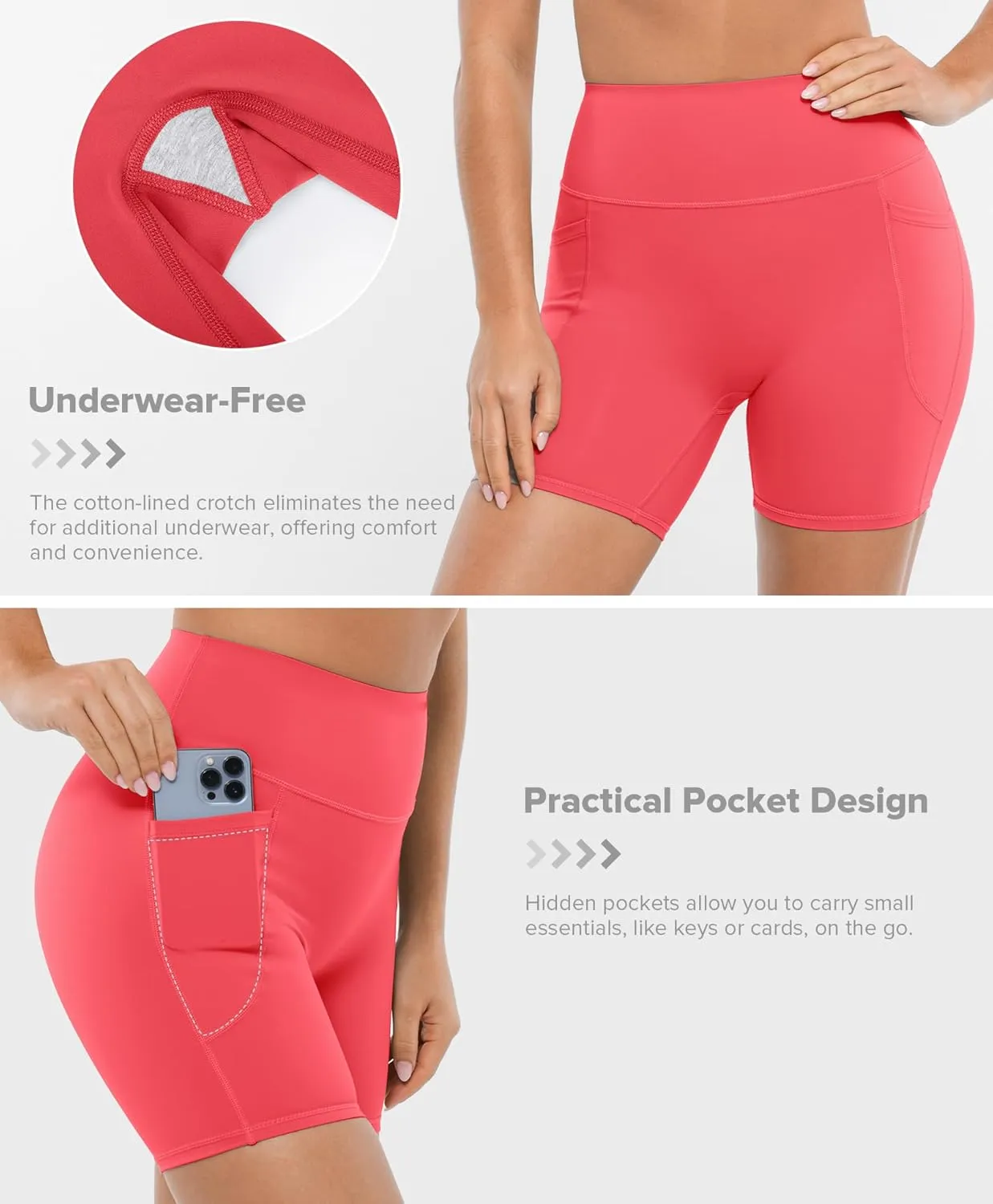BRXL No Front Seam High Waist 5" Women Biker Shorts Buttery Soft with Pockets Spandex Workout Volleyball Yoga Pilates
