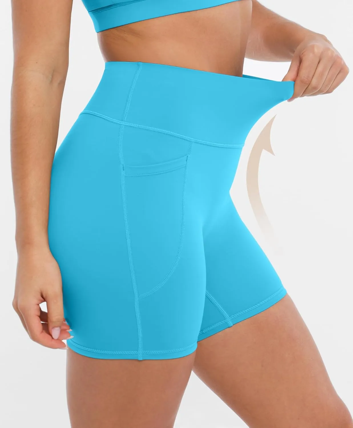 BRXL No Front Seam High Waist 5" Women Biker Shorts Buttery Soft with Pockets Spandex Workout Volleyball Yoga Pilates
