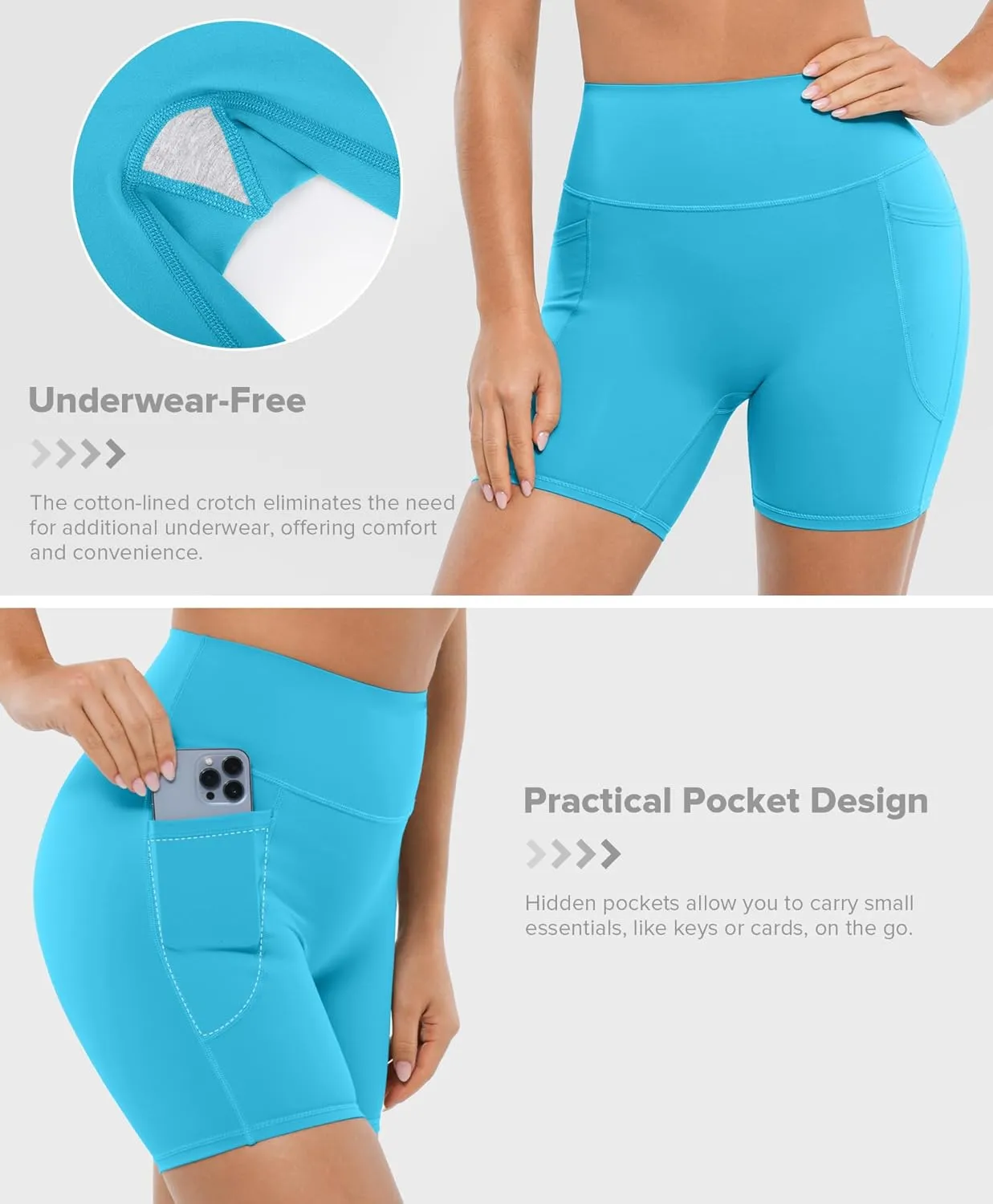 BRXL No Front Seam High Waist 5" Women Biker Shorts Buttery Soft with Pockets Spandex Workout Volleyball Yoga Pilates