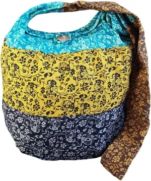 BTP! Elephant Floral Print Sling Crossbody Shoulder Bag Purse Hippie Hobo Thai Cotton Gypsy Bohemian Large