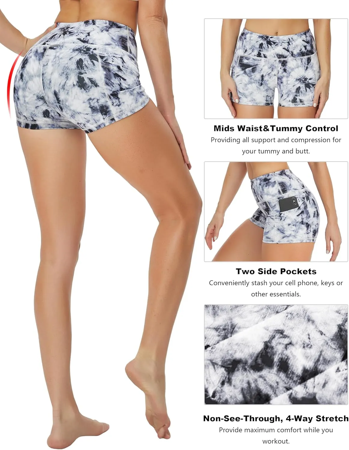 BUBBLELIME 2.5"/4"/5" Basic/Out Pockets Women's High Waist Tummy Control Yoga Shorts 4 Way Stretch Running Workout Shorts