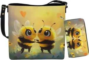 Bucket Bags for Women Long Wallet 2 Pcs Valentine's Day Shoulder Bag Set
