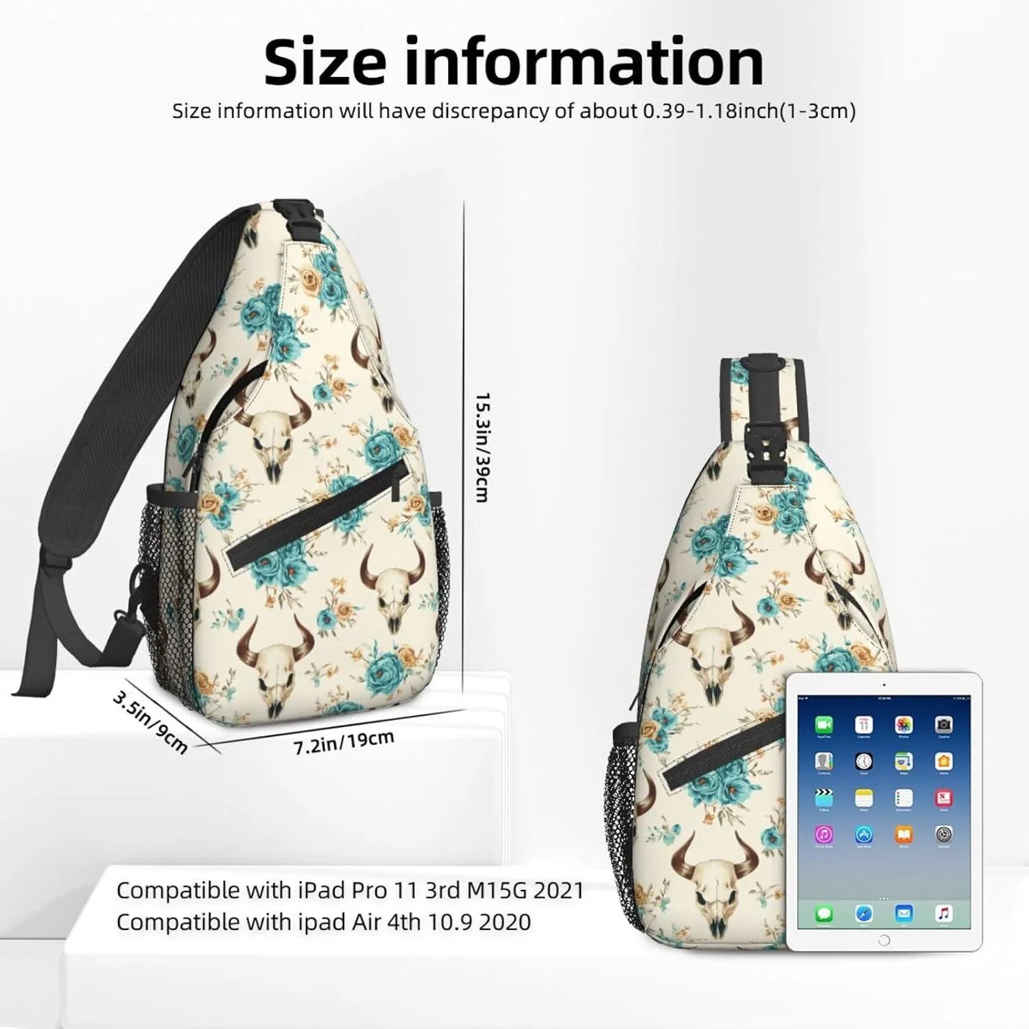 Bull Head Flower Sling Bag For Women Crossbody Shoulder Bag Casual Daypack Backpacks Men Chest Bag Gym Cycling Travel Hiking