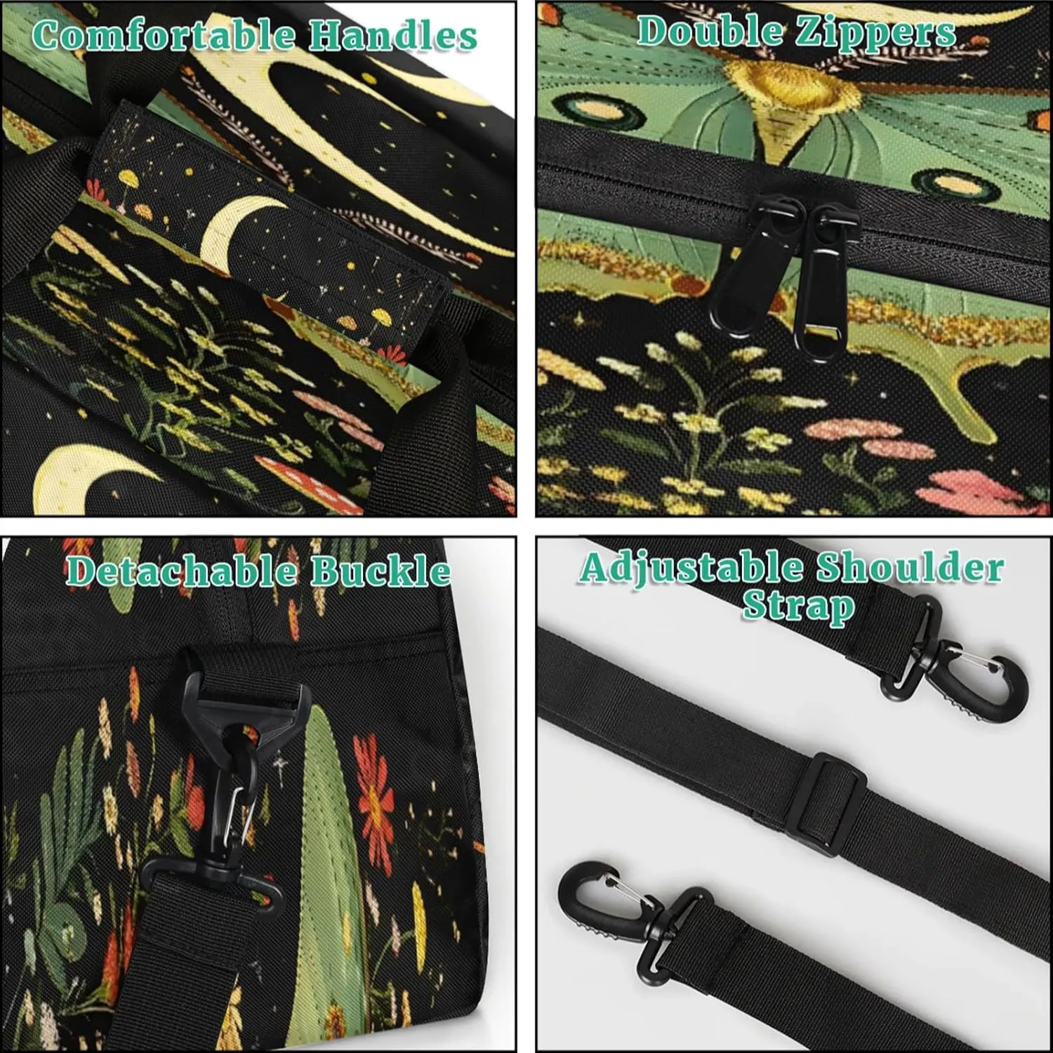 Butterfly Sports Duffle Gym Bags for Men or Women, Floral Lightweight Carry On Overnight Weekender Bag for Travel Workout
