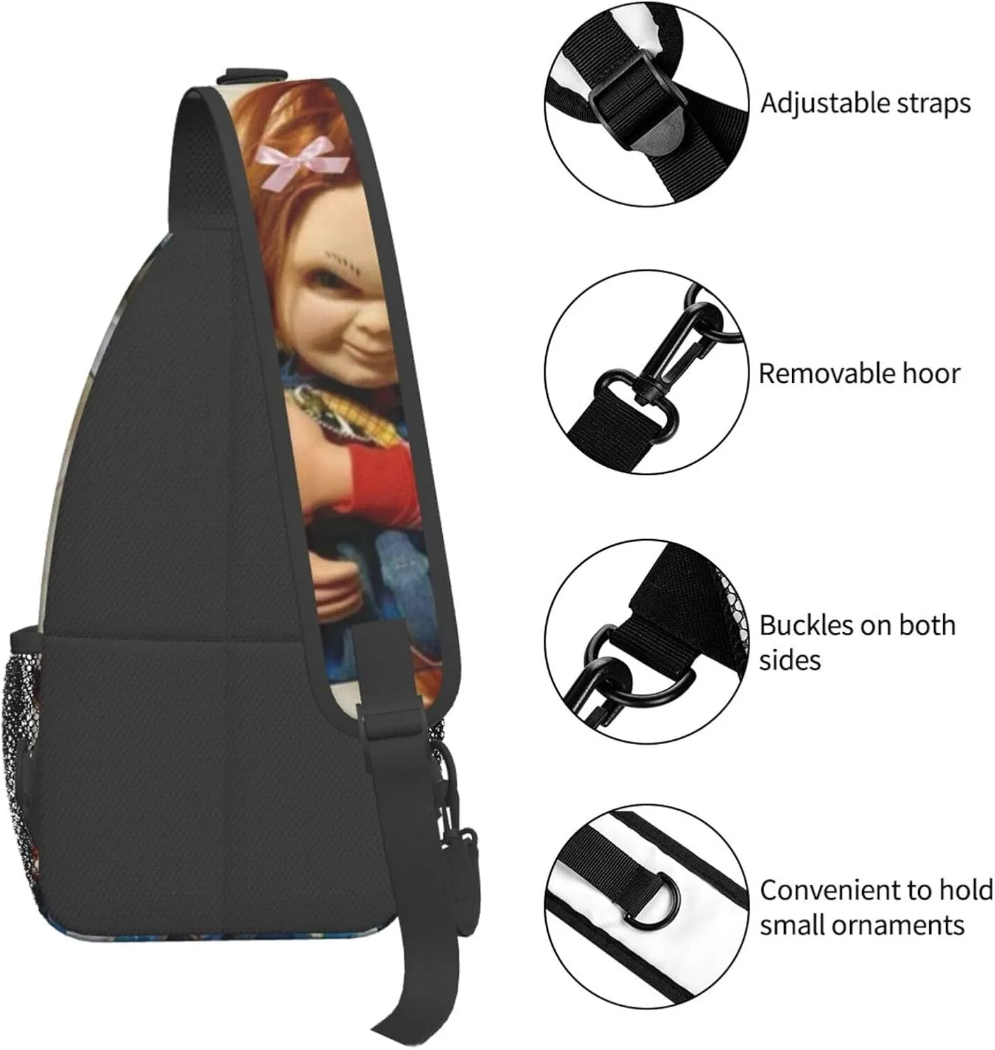 C-hucky Messenger Bag Backpack Crossbody Bag Shoulder Bag Travel Hiking Backpack Unisex Black