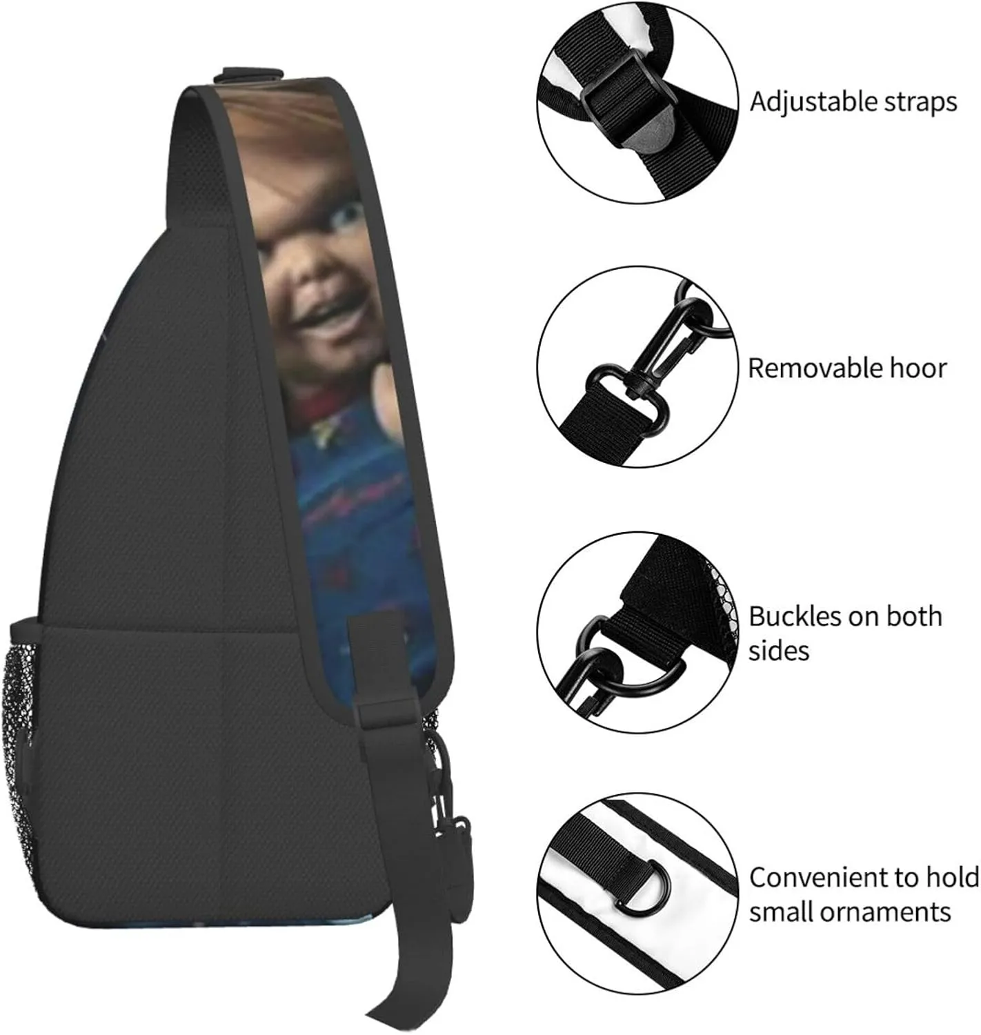 C-hucky Messenger Bag Backpack Crossbody Bag Shoulder Bag Travel Hiking Backpack Unisex Black