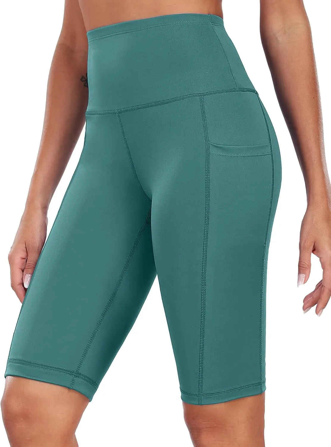 CADMUS 3 Pack Women 9" Biker Compression Short Leggings for Yoga with Big Pockets